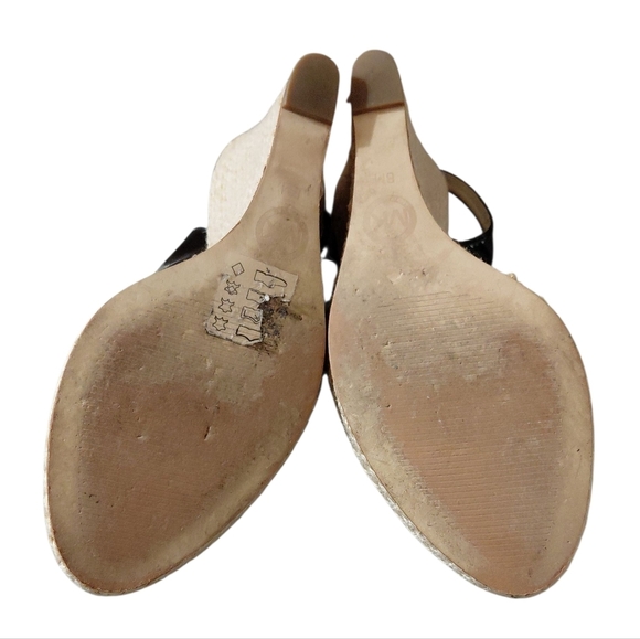 Michael Kors Keenan Black Patent Leather Peep Toe Espadrille Wedges Size 8 - Picture 8 of 11